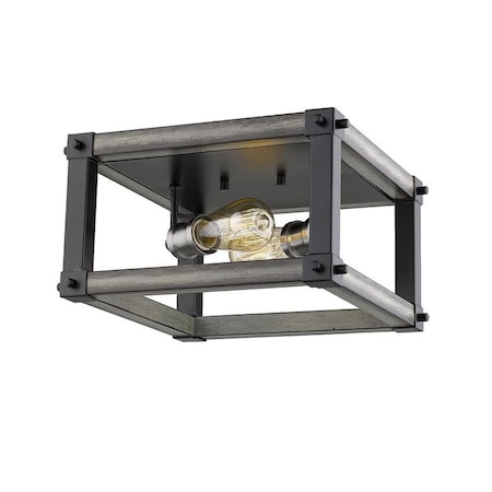 Z-Lite Kirkland 2 Light Flush Mount, Ashen Barnboard 472F2S-ABB